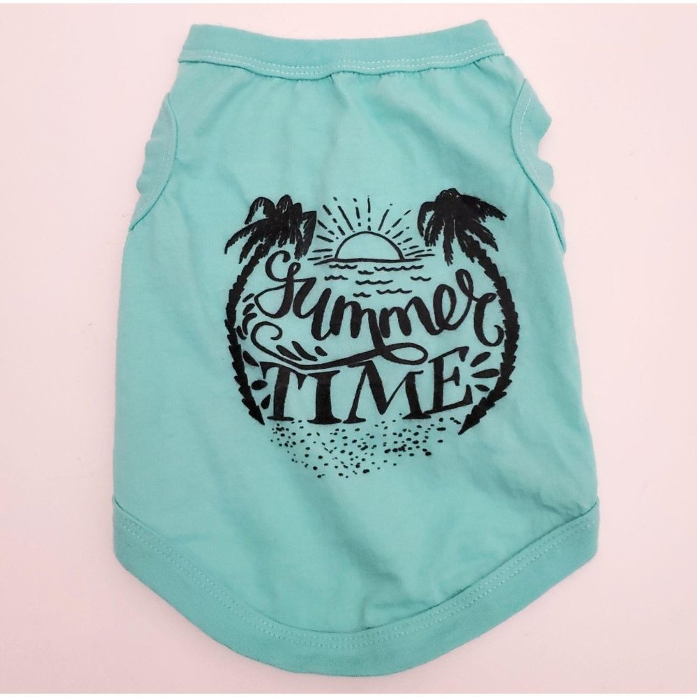 Turquoise "Summer Time" Dog Shirt Tank Top